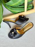 Chanel Satin Pearl Bow Mules
