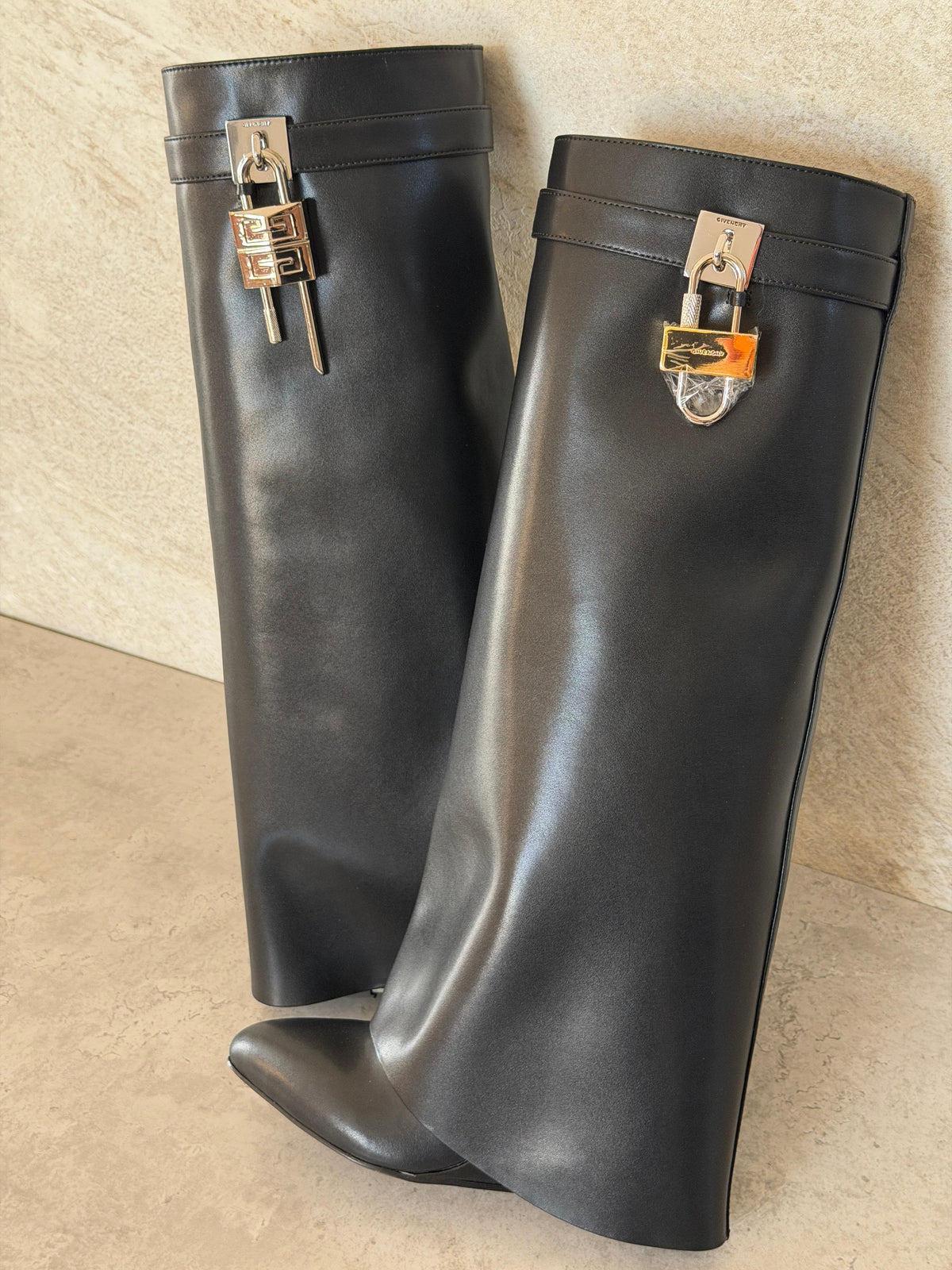Givenchy Shark Lock Knee-High Boots in Leather