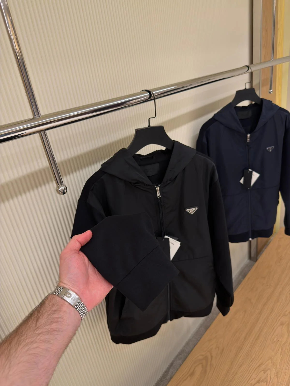Prada Technical Fleece Hoodie Jacket