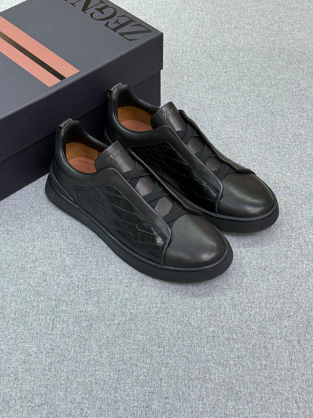 Zegna Triple Stitch Leather Low-Top Sneakers