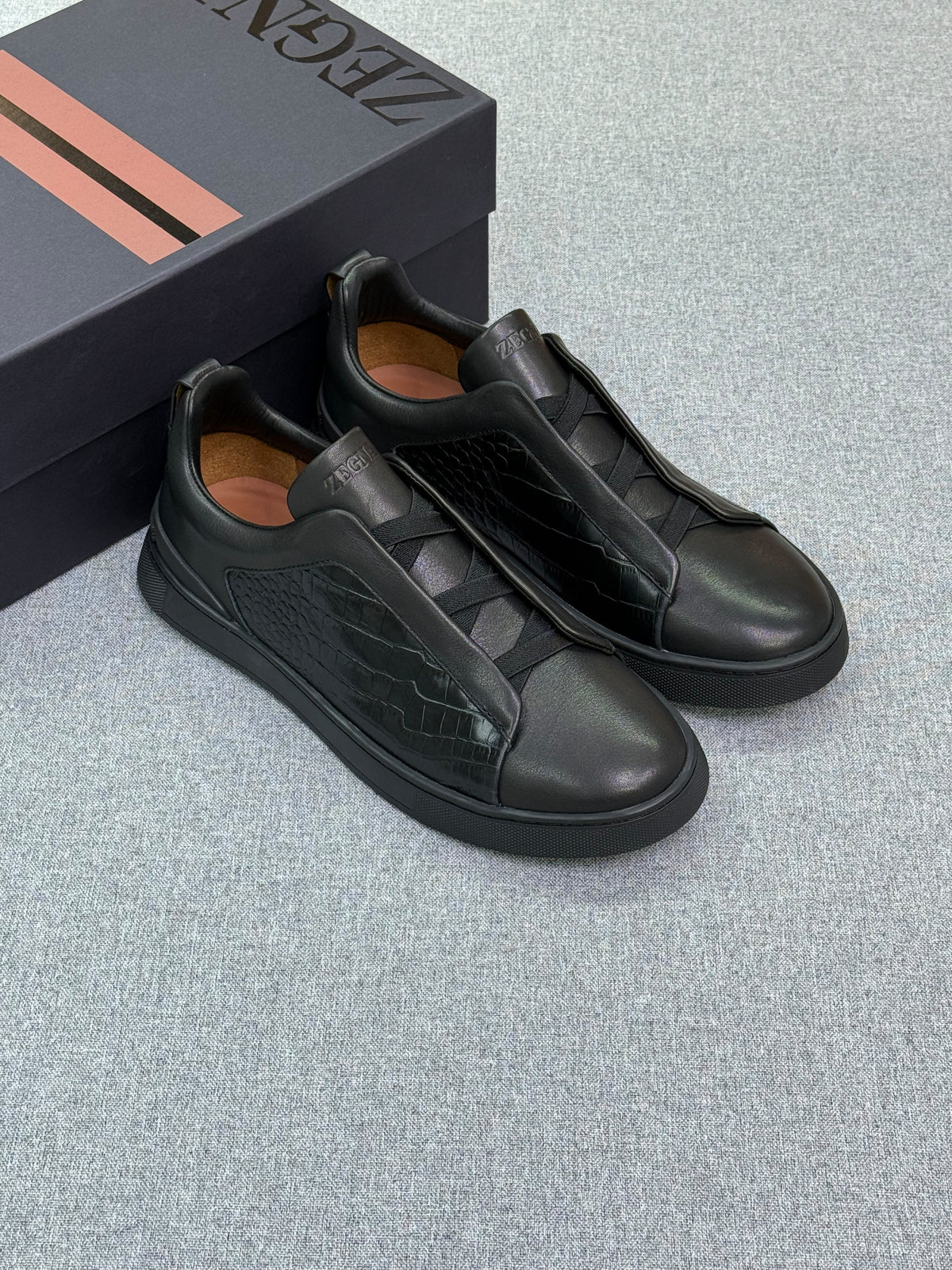 Zegna Triple Stitch Leather Low-Top Sneakers
