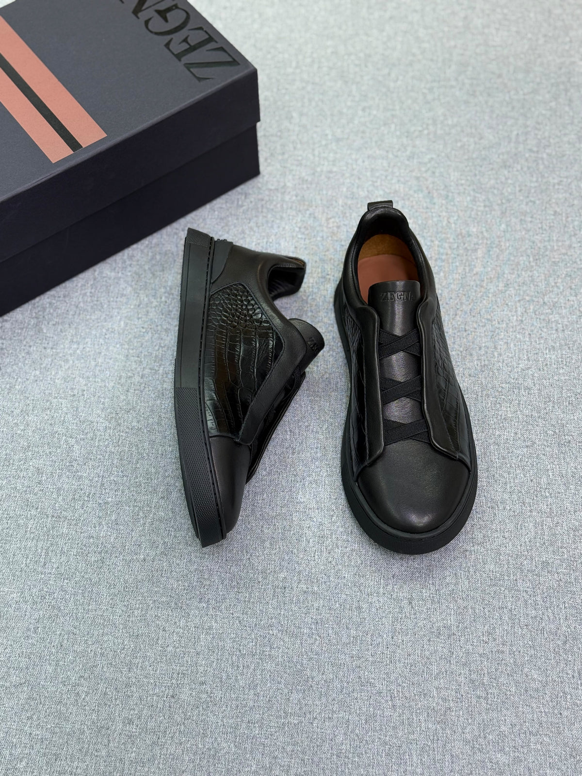 Zegna Triple Stitch Leather Low-Top Sneakers