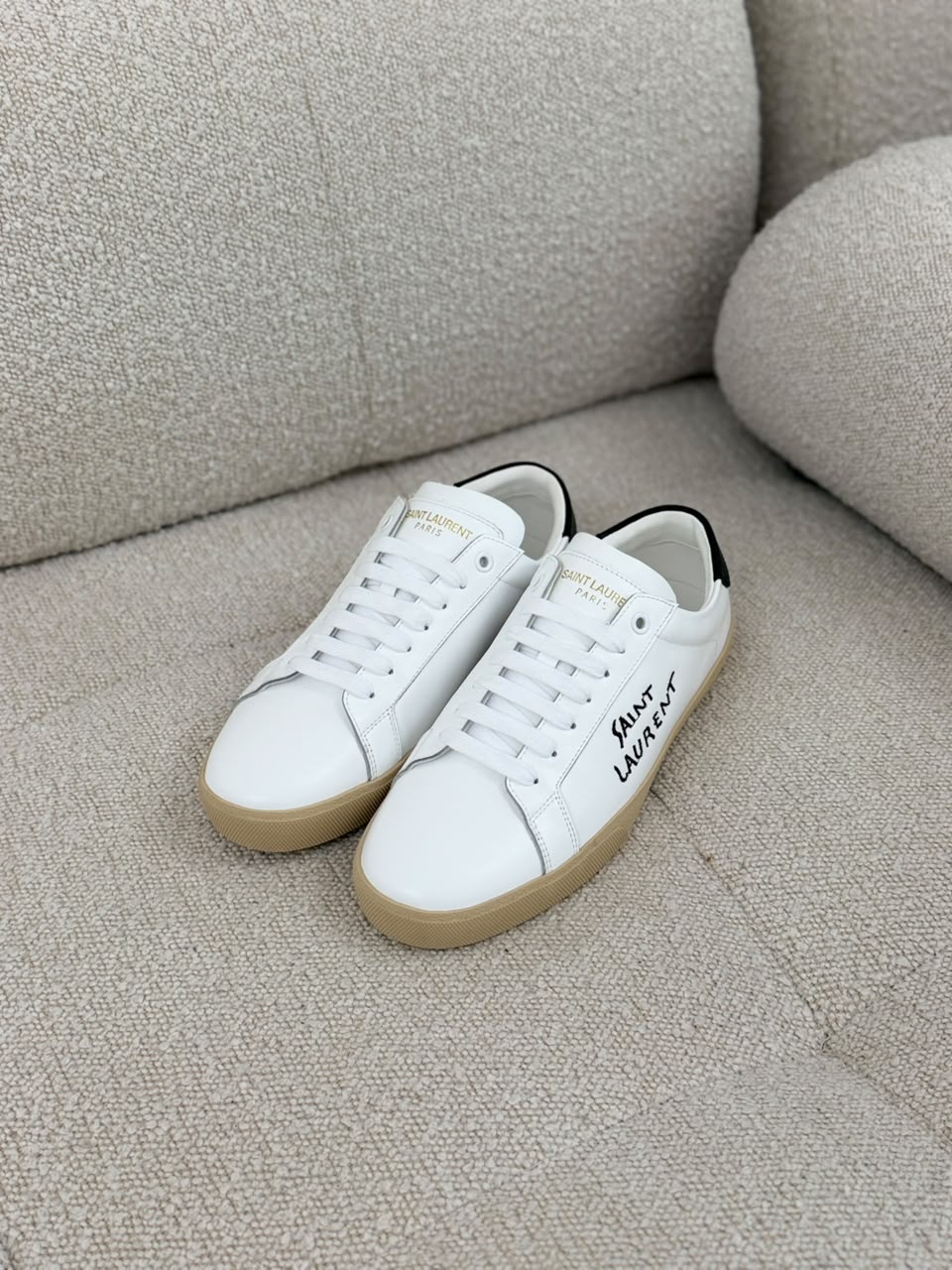 Saint Laurent Court Classic SL/06 Embroidered Sneakers in Leather