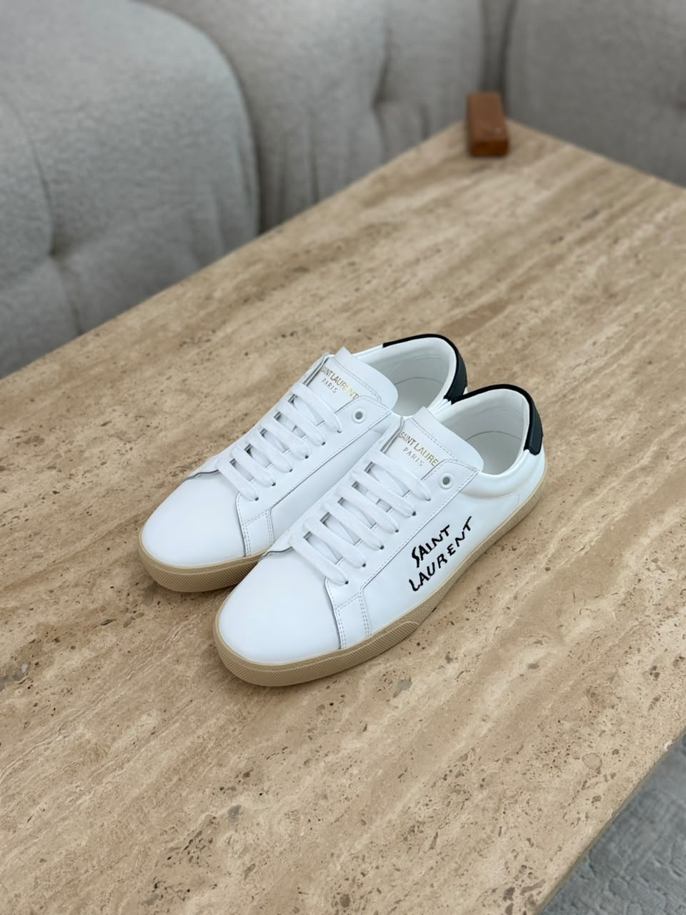 Saint Laurent Court Classic SL/06 Embroidered Sneakers in Leather