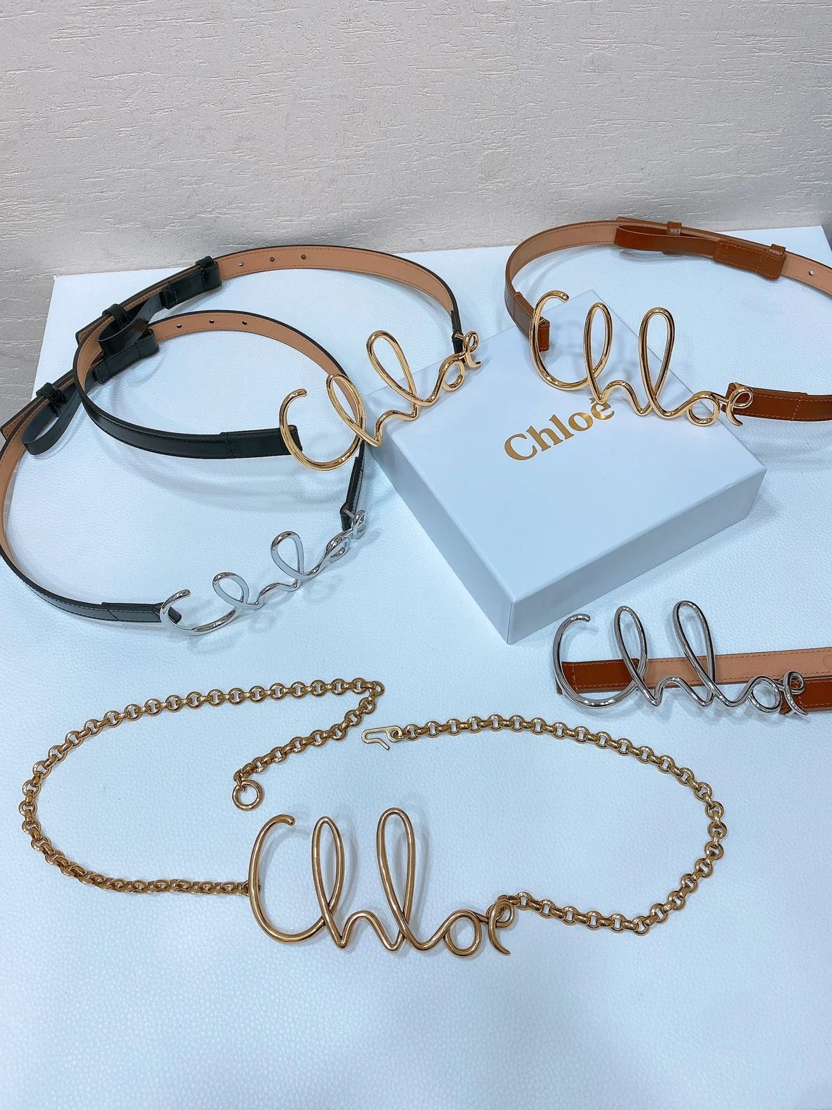 Chloé Signature Logo Buckle Leather Belt