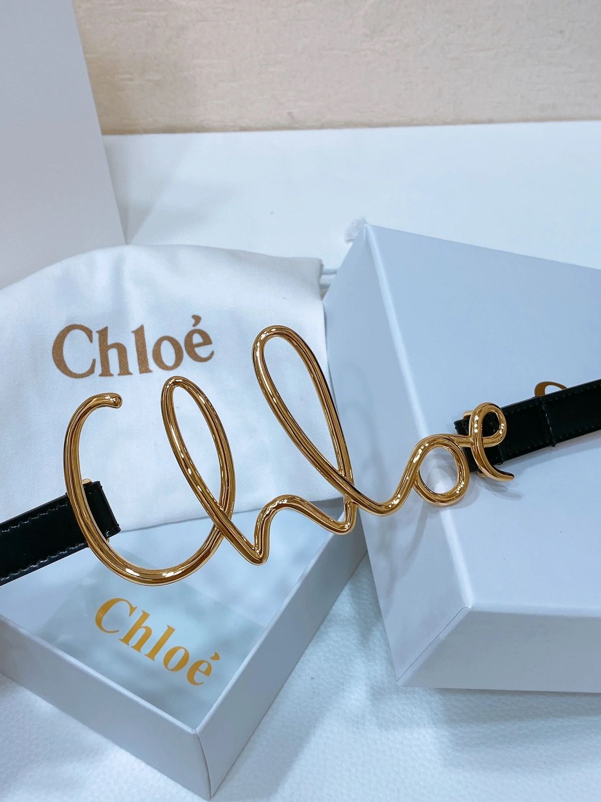 Chloé Signature Logo Buckle Leather Belt