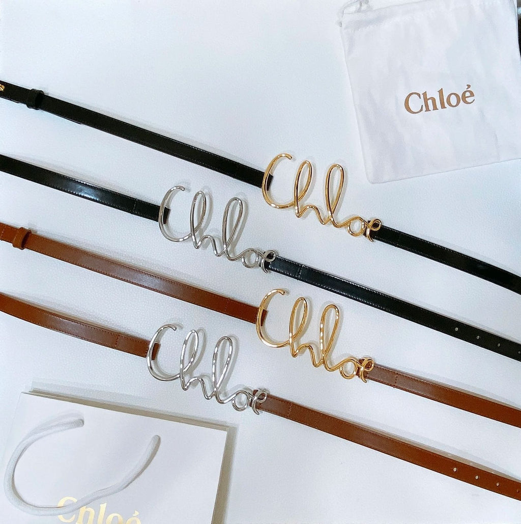 Chloé Signature Logo Buckle Leather Belt