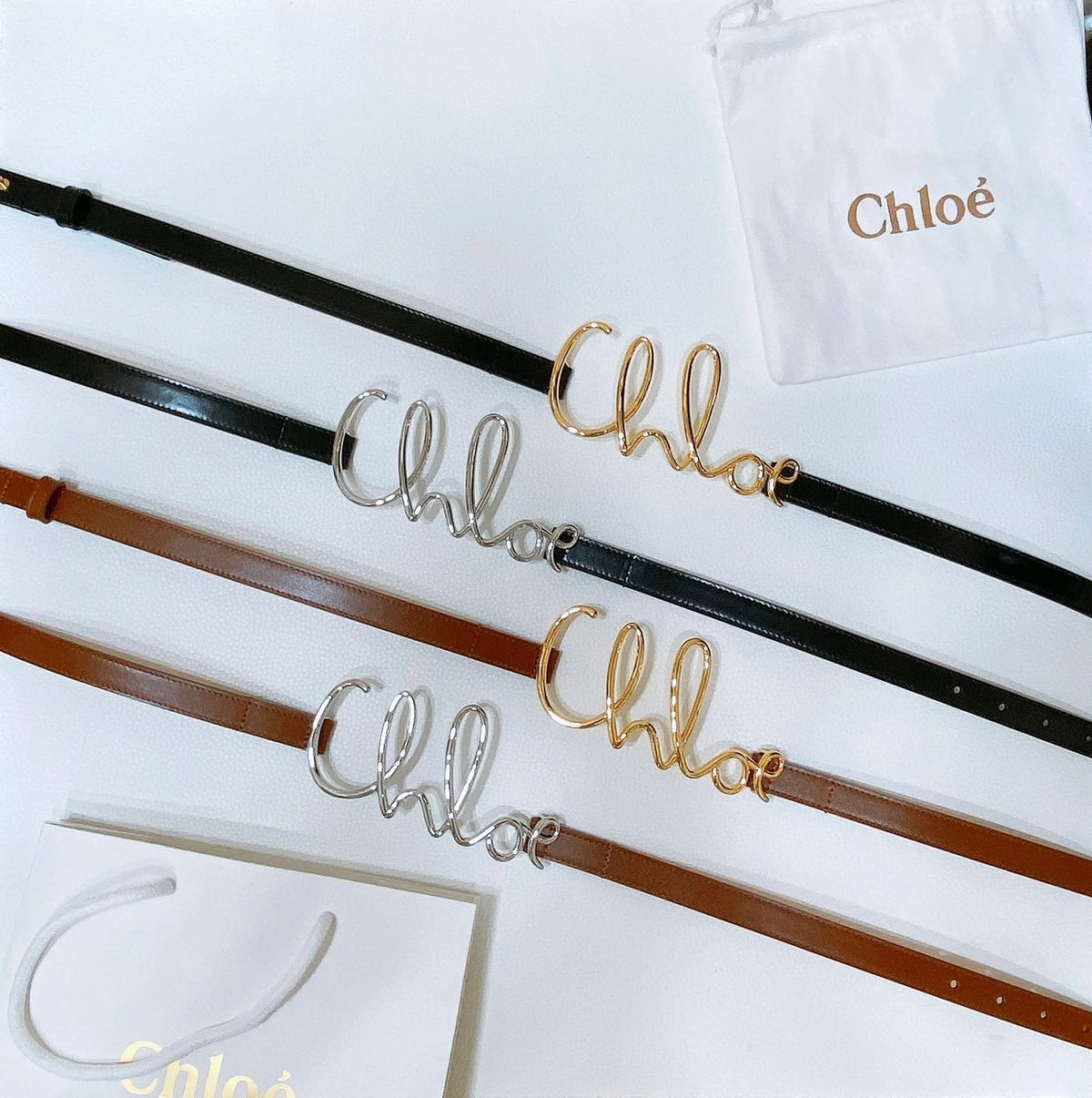 Chloé Signature Logo Buckle Leather Belt