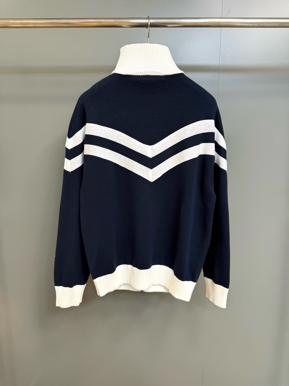 LV Zip-Up Colorblock Knit Cardigan