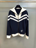 LV Zip-Up Colorblock Knit Cardigan