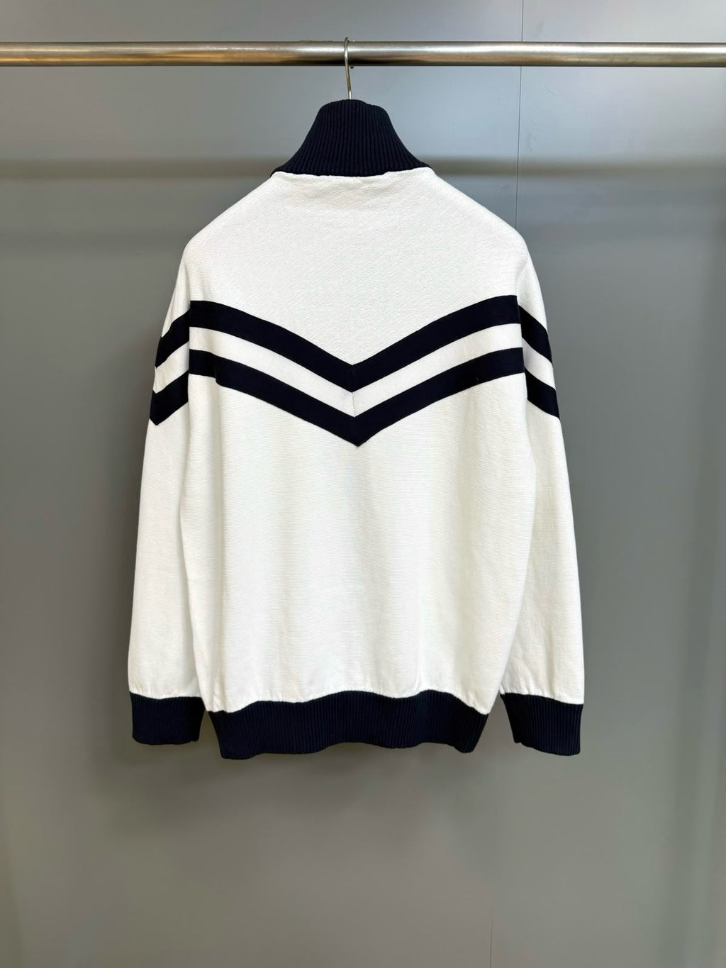 LV Zip-Up Colorblock Knit Cardigan