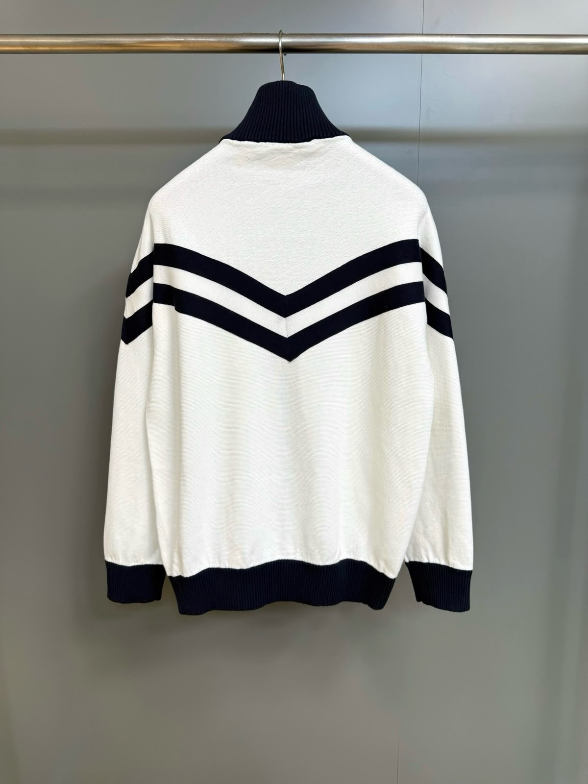 LV Zip-Up Colorblock Knit Cardigan