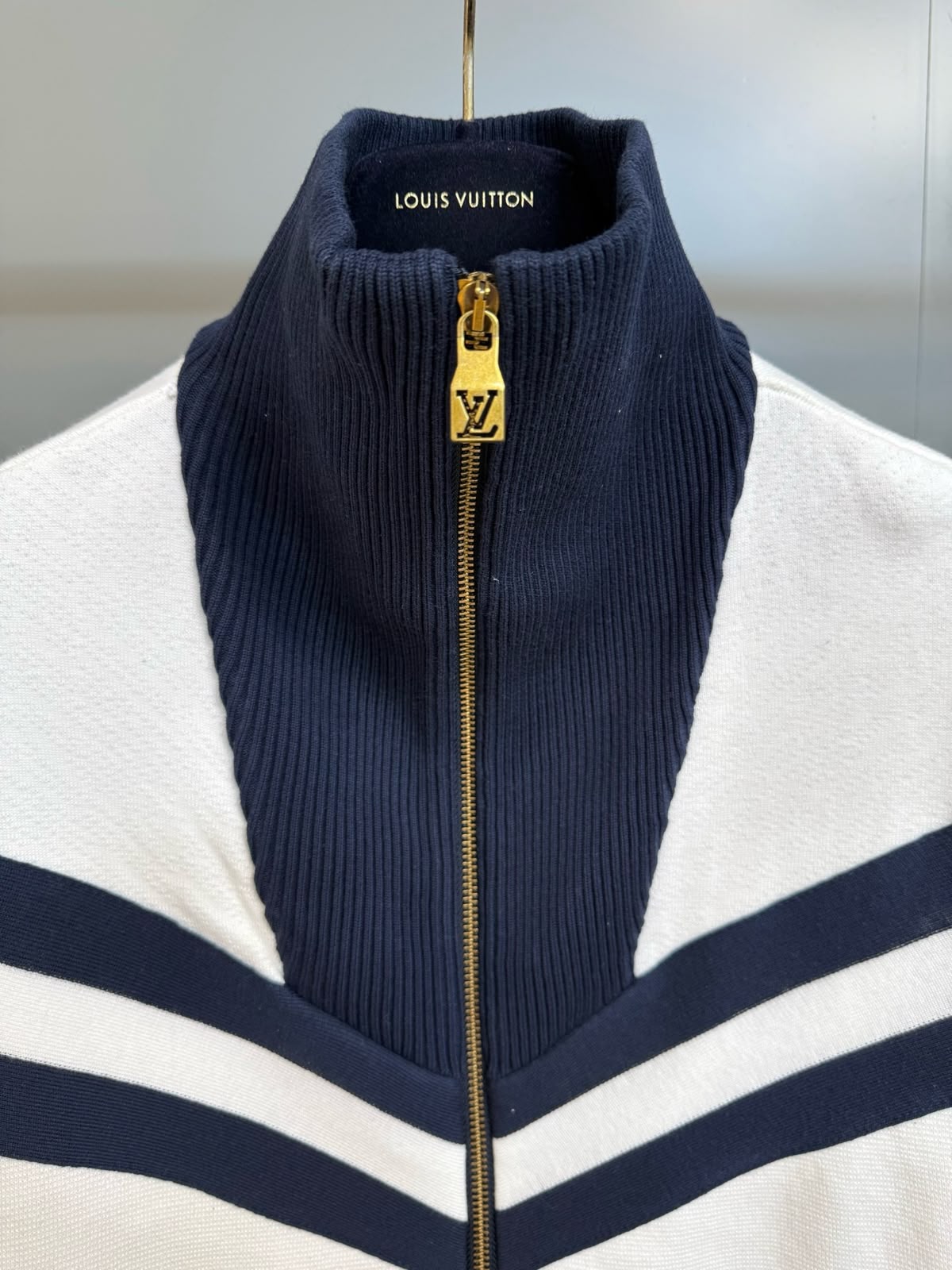 LV Zip-Up Colorblock Knit Cardigan