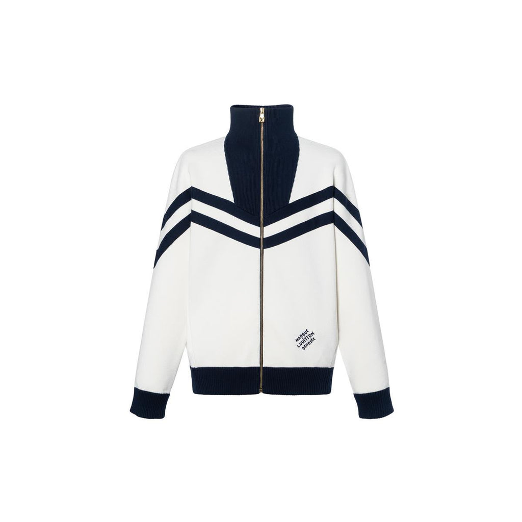 LV Zip-Up Colorblock Knit Cardigan