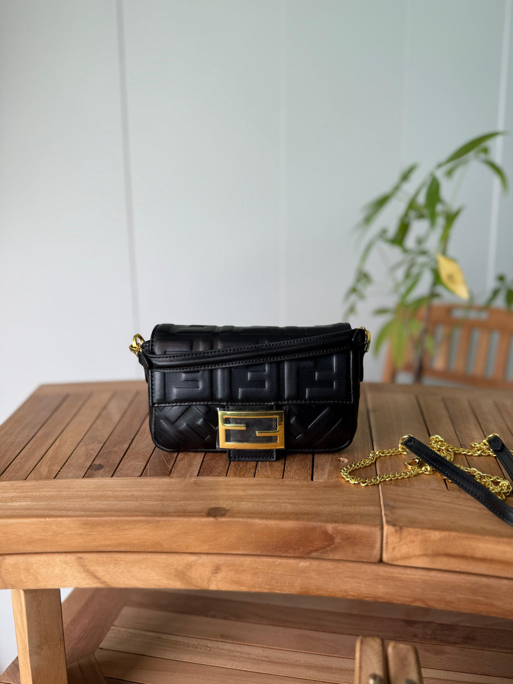 Fendi Baguette / FF Logo Embossed Bag