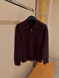 LV Zip-Up Collared Knit Cardigan