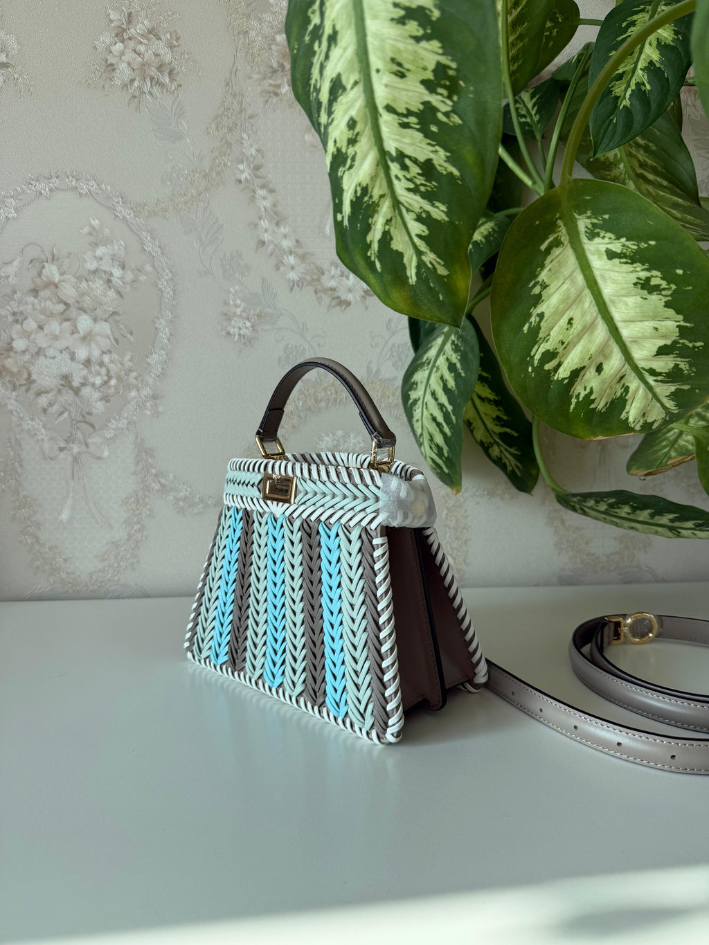 Fendi Peekaboo Woven/Straw Striped Edition