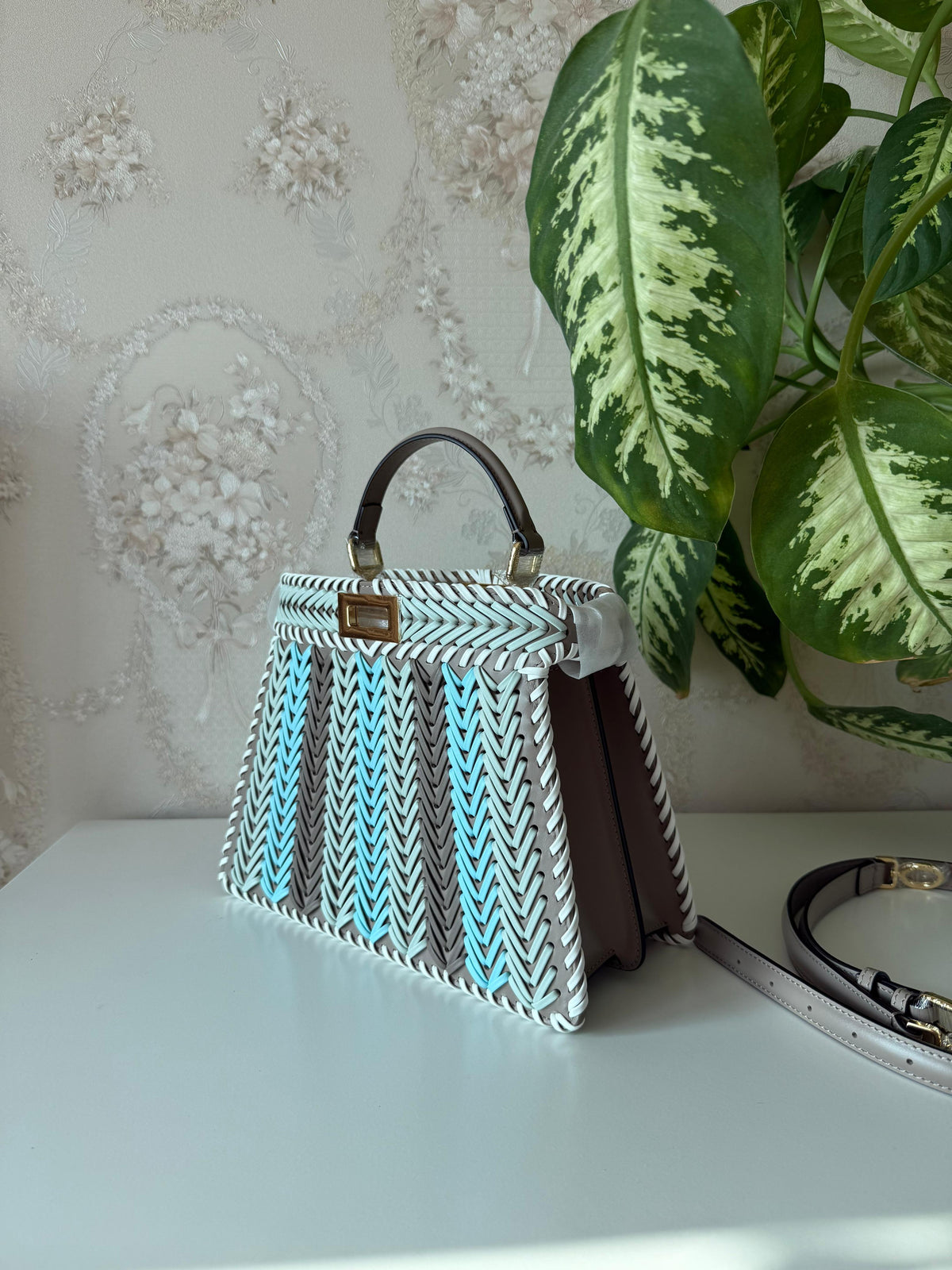 Fendi Peekaboo Woven/Straw Striped Edition