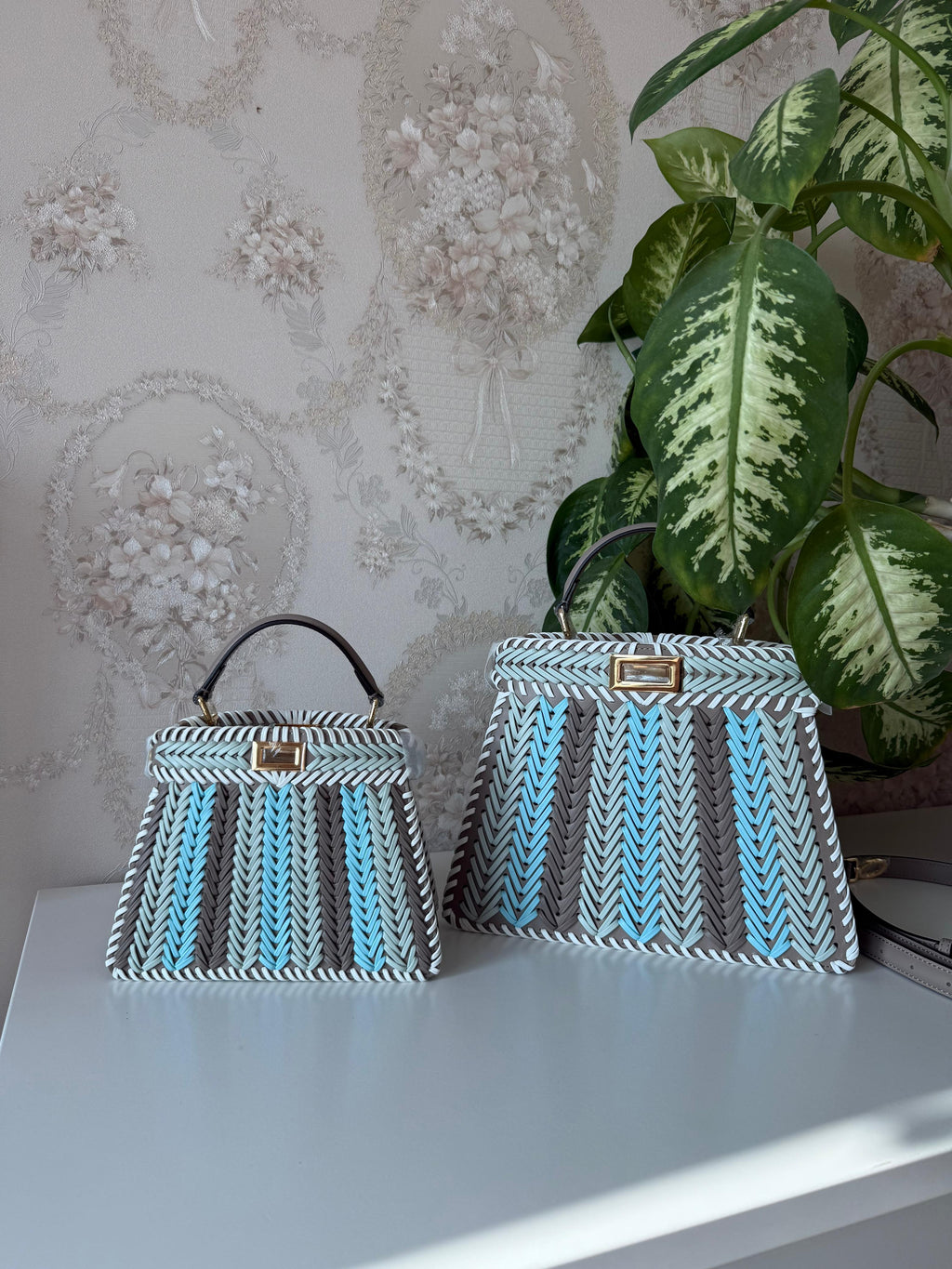 Fendi Peekaboo Woven/Straw Striped Edition
