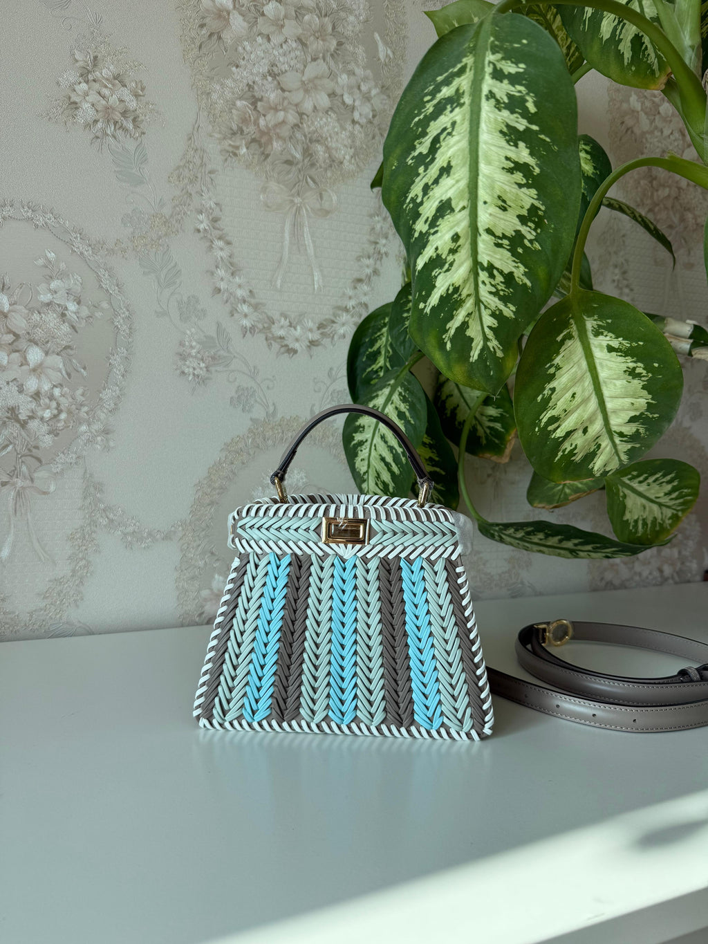 Fendi Peekaboo Woven/Straw Striped Edition