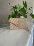 Saint Laurent Quilted Matelassé Chain Wallet