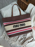 Miu Miu Striped Crochet / Knit Tote Bag