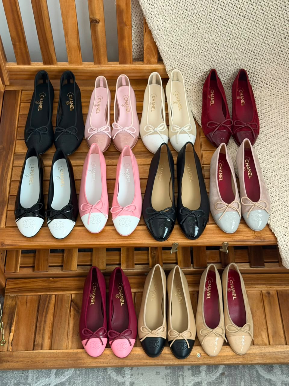 Chanel Patent Calfskin Cap-Toe Ballerinas
