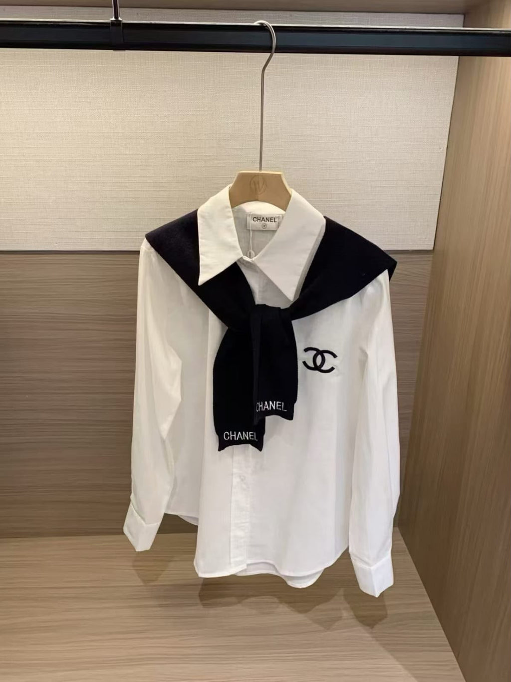 Chanel White Cotton Shirt with Attached