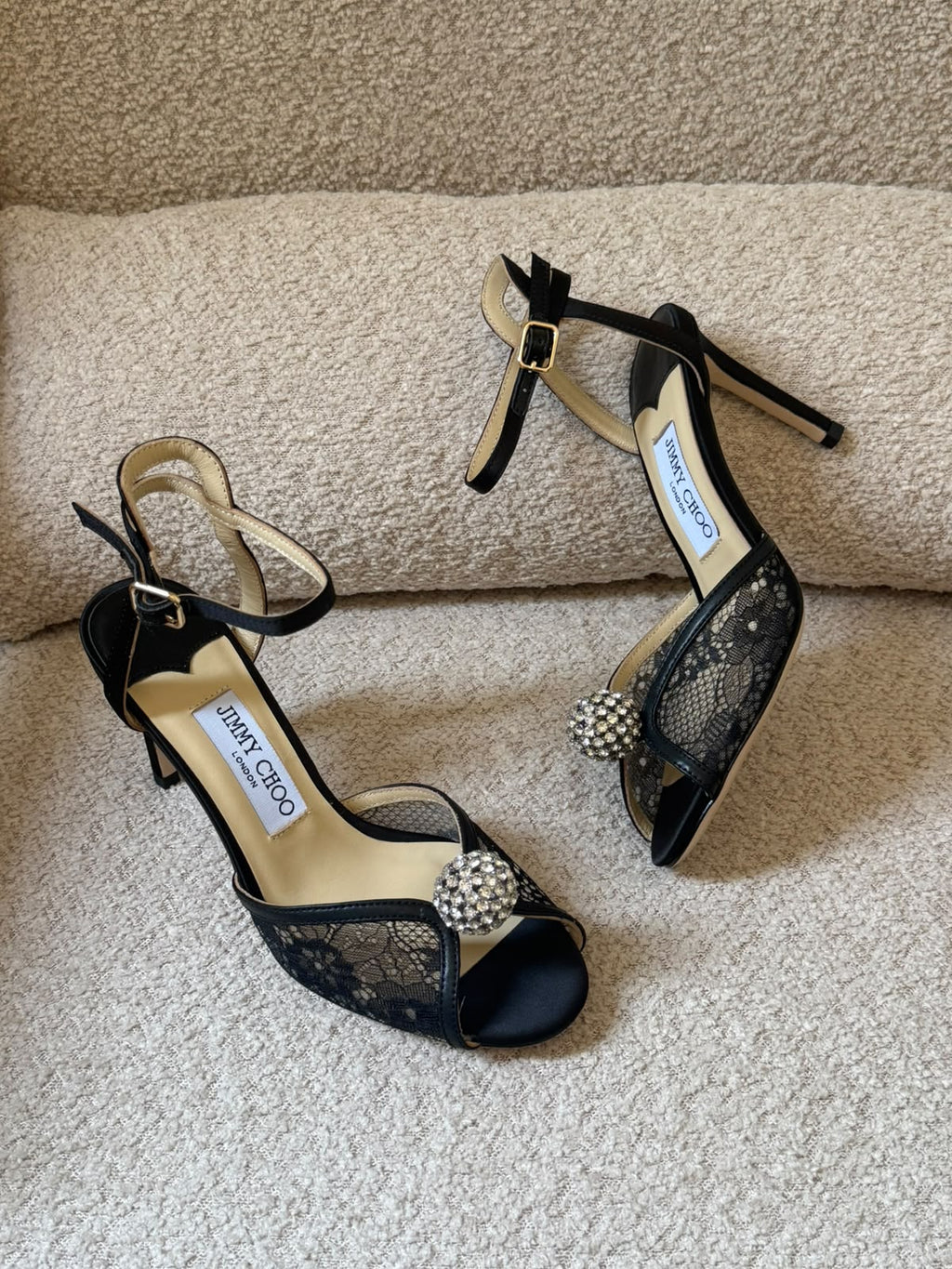 Jimmy Choo Sacora Lace & Crystal-Embellished