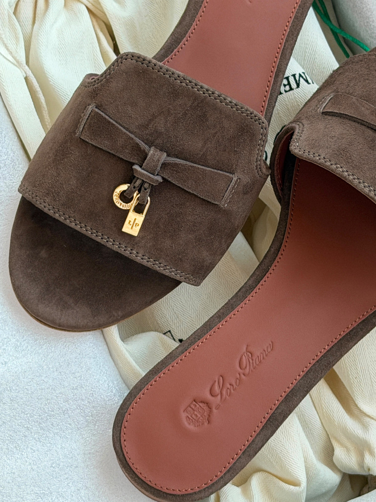 Loro Piana Summer Charms Suede Slide