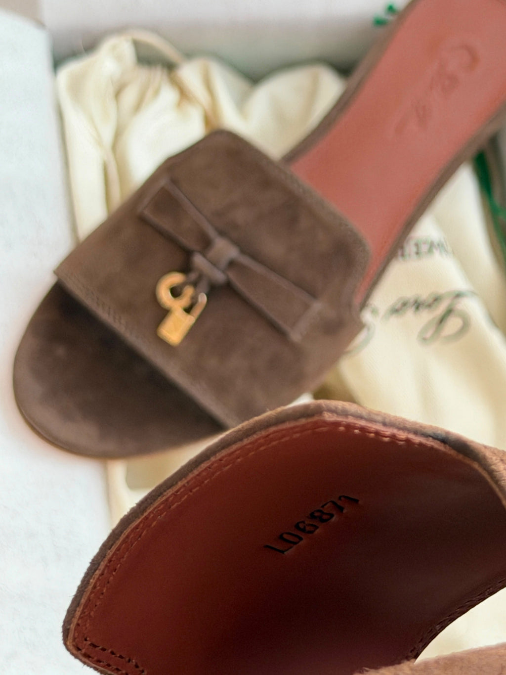 Loro Piana Summer Charms Suede Slide