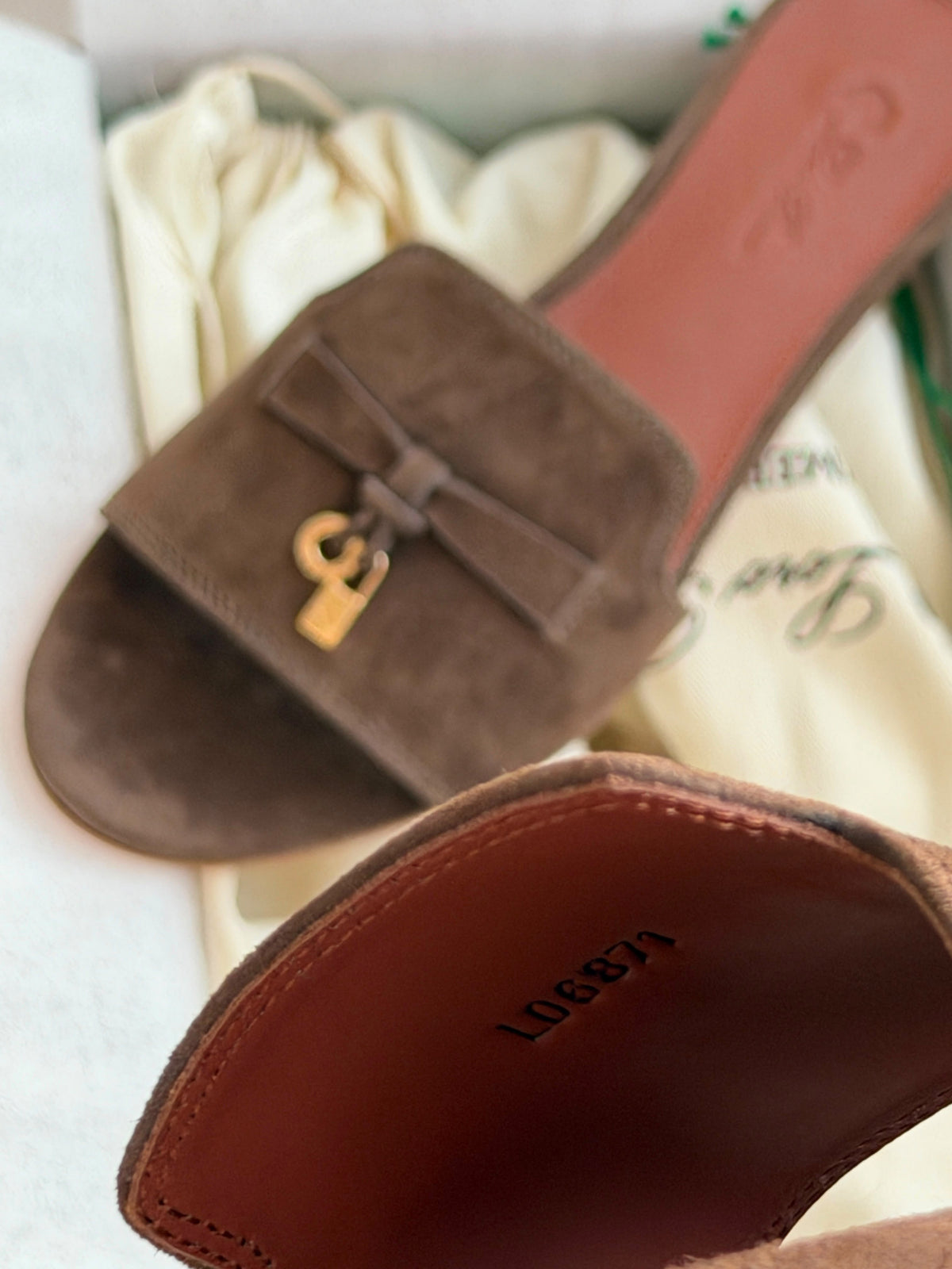 Loro Piana Summer Charms Suede Slide