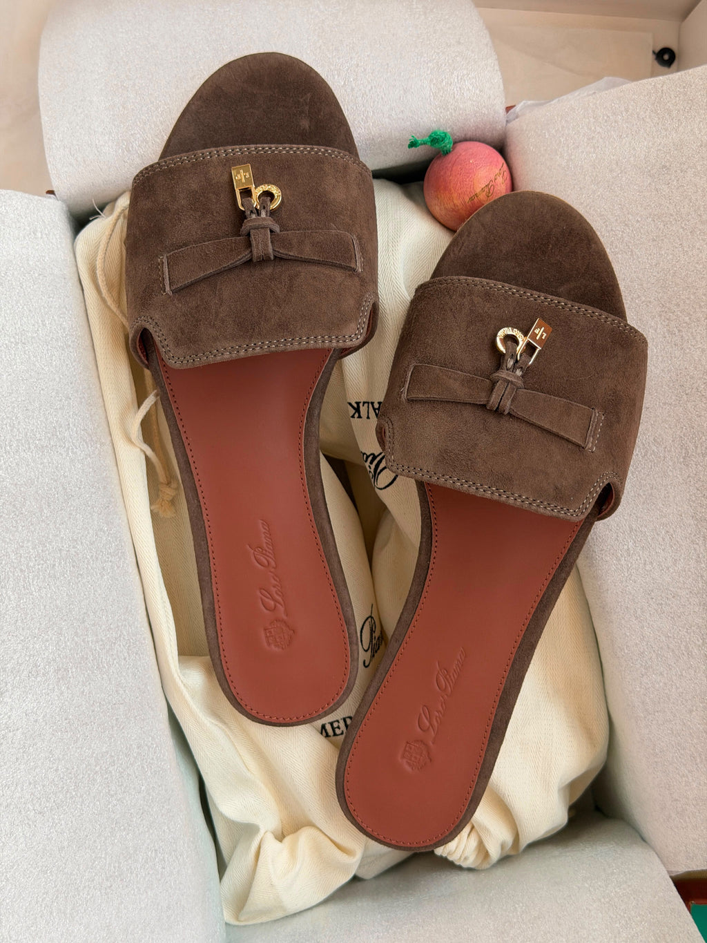 Loro Piana Summer Charms Suede Slide