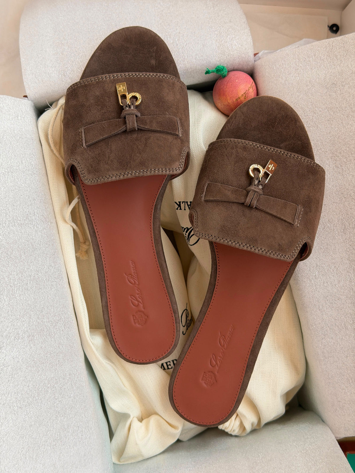 Loro Piana Summer Charms Suede Slide