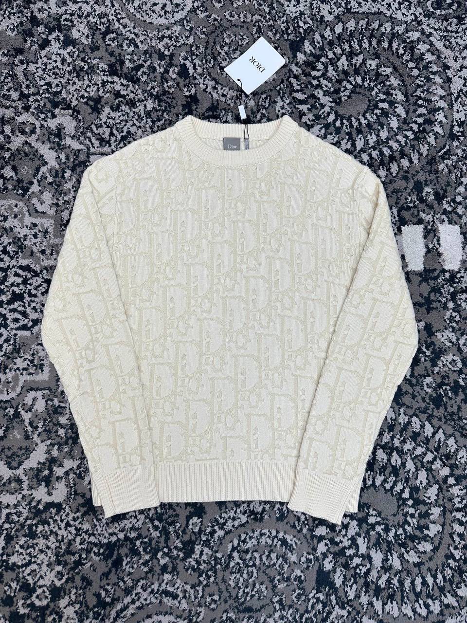 Dior Oblique Textured Knit Crewneck Sweater