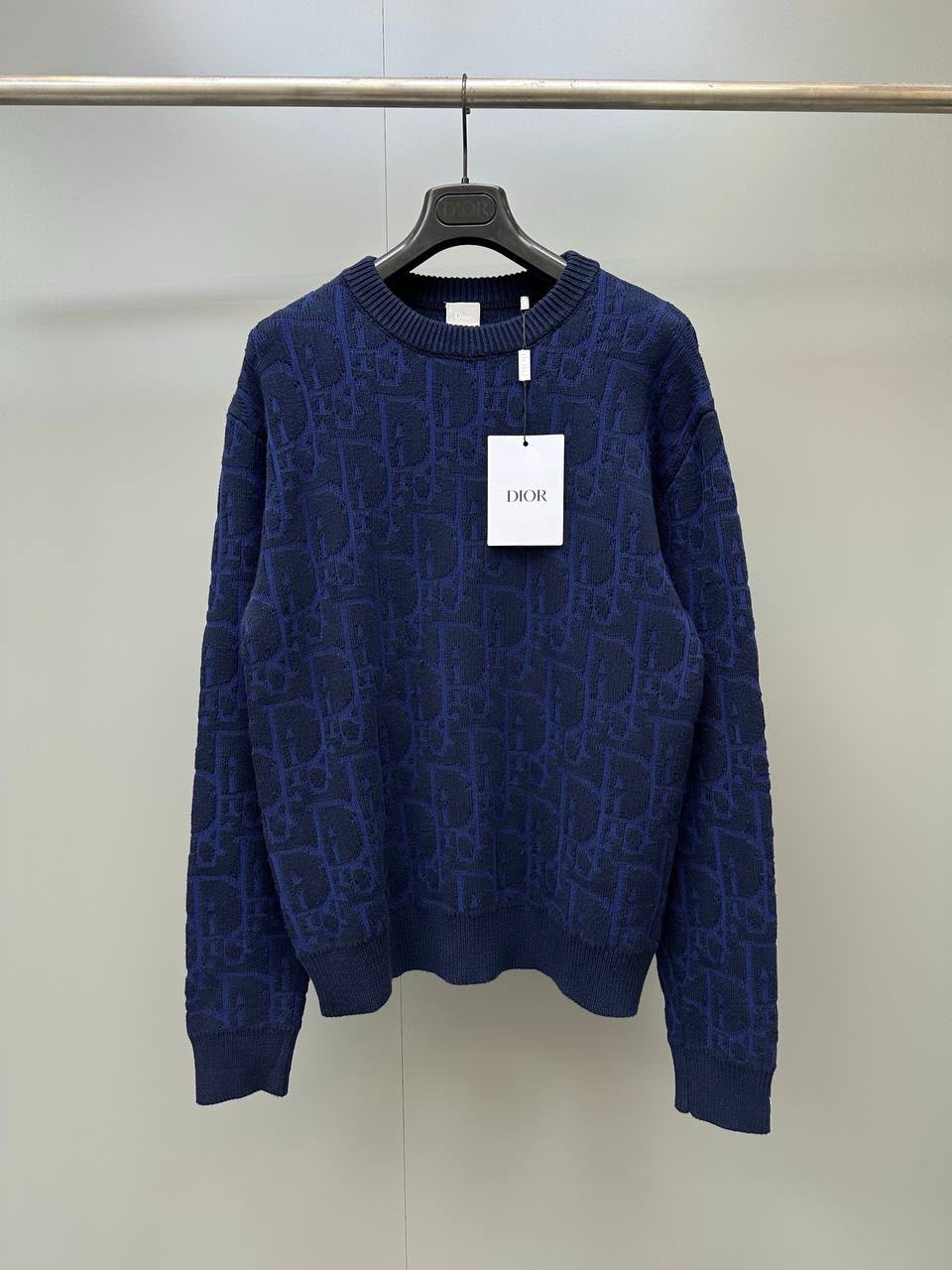 Dior Oblique Textured Knit Crewneck Sweater