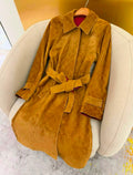 Chanel Suede Trench Coat / Belted Overcoat
