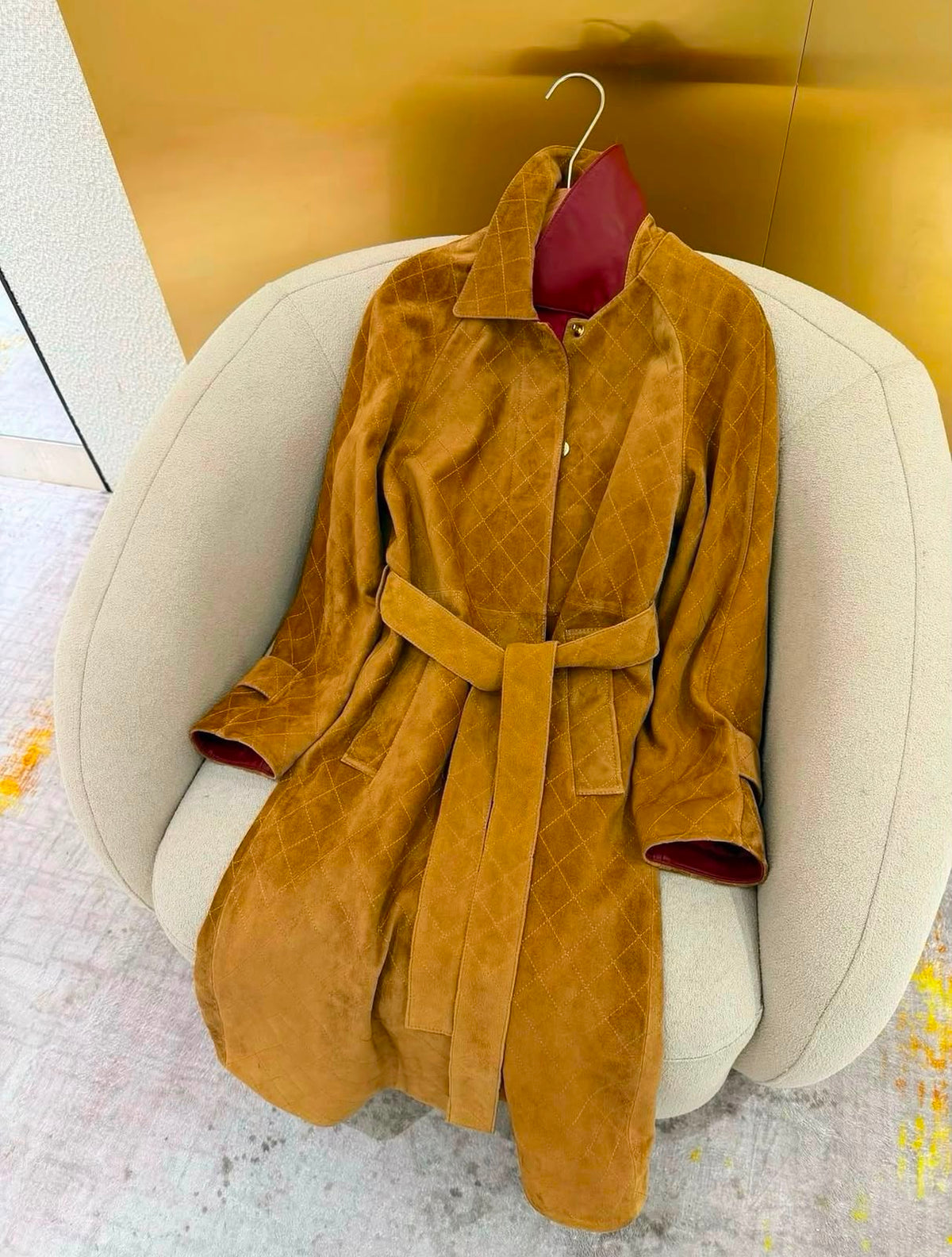 Chanel Suede Trench Coat / Belted Overcoat