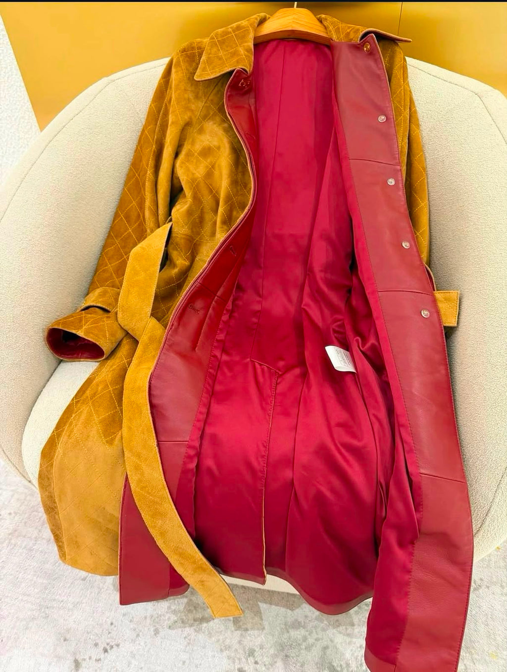 Chanel Suede Trench Coat / Belted Overcoat