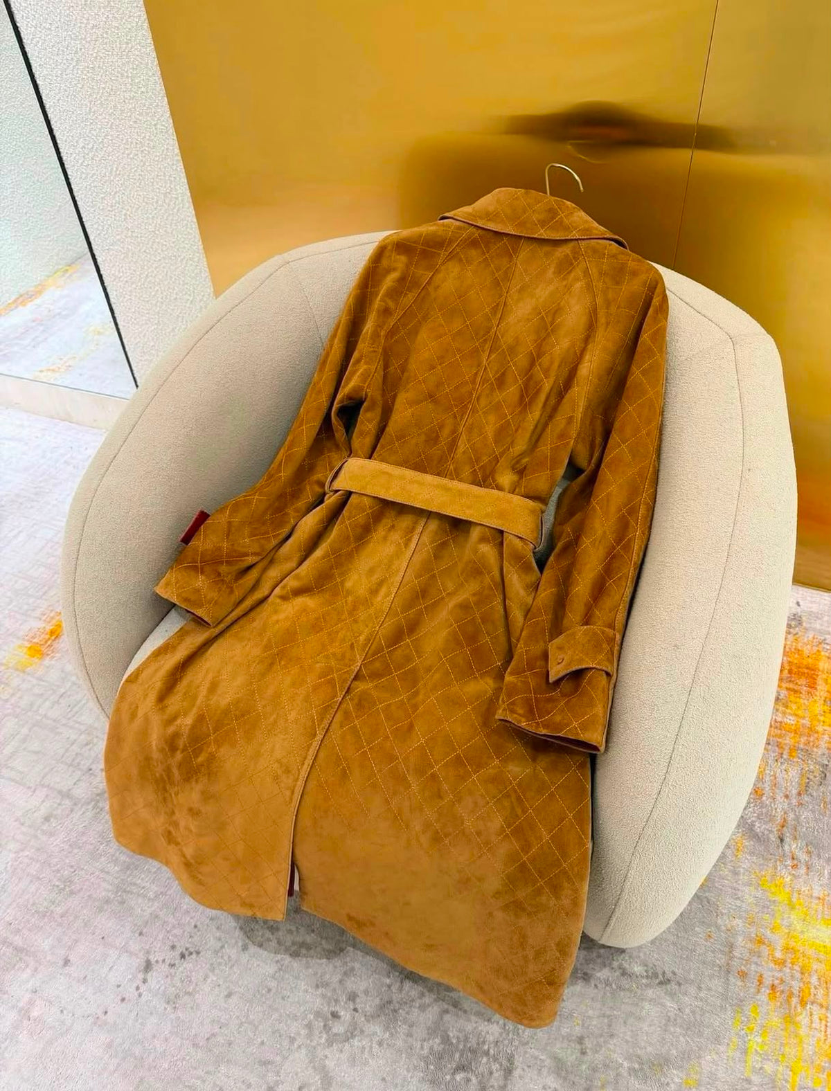 Chanel Suede Trench Coat / Belted Overcoat