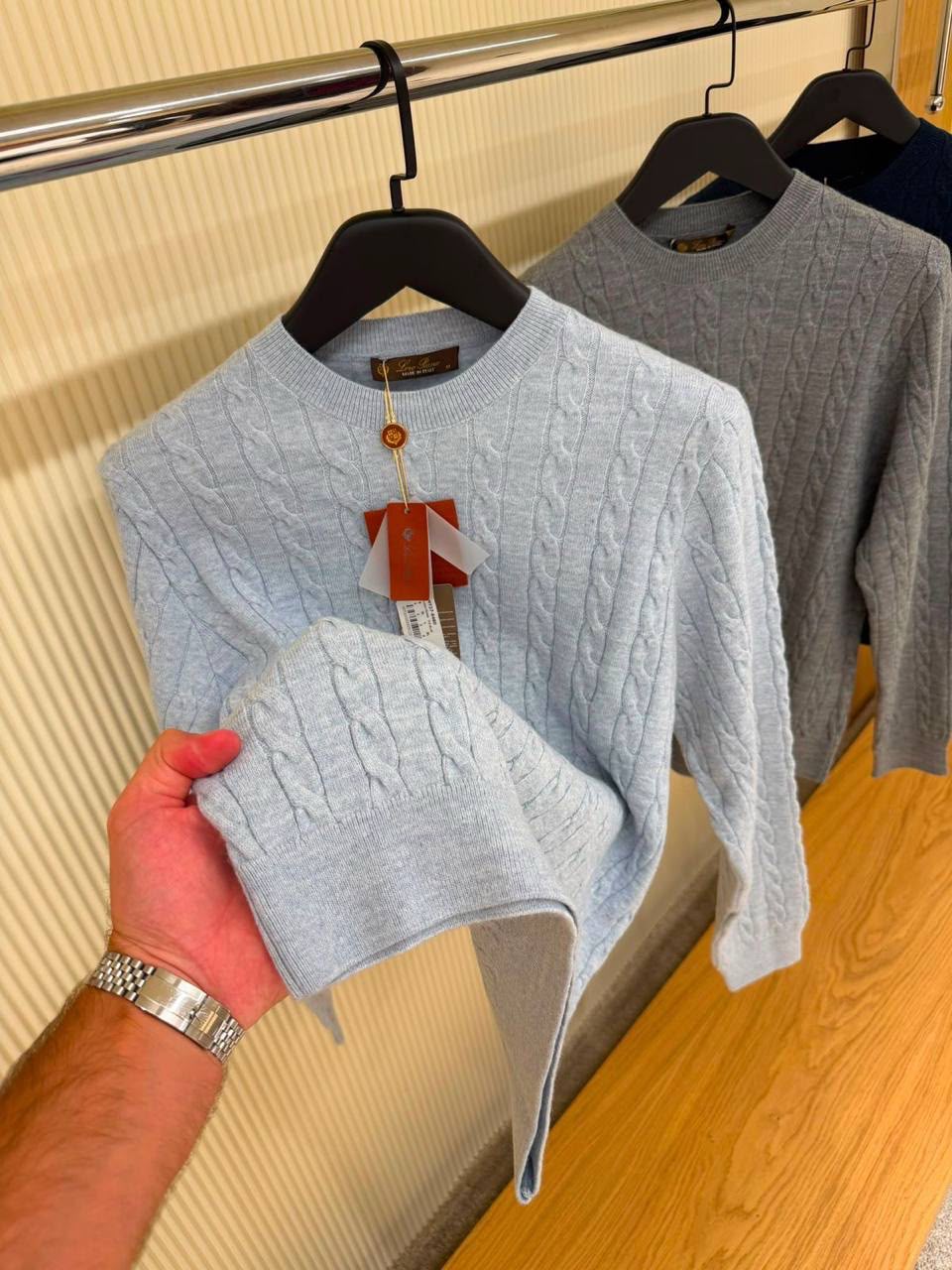 Loro Piana Cable-Knit Cashmere Crewneck Sweater