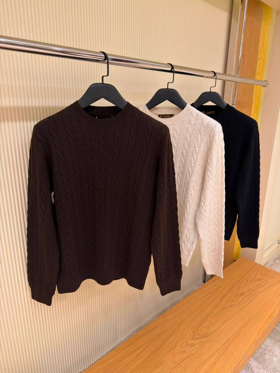 Loro Piana Cable-Knit Cashmere Crewneck Sweater