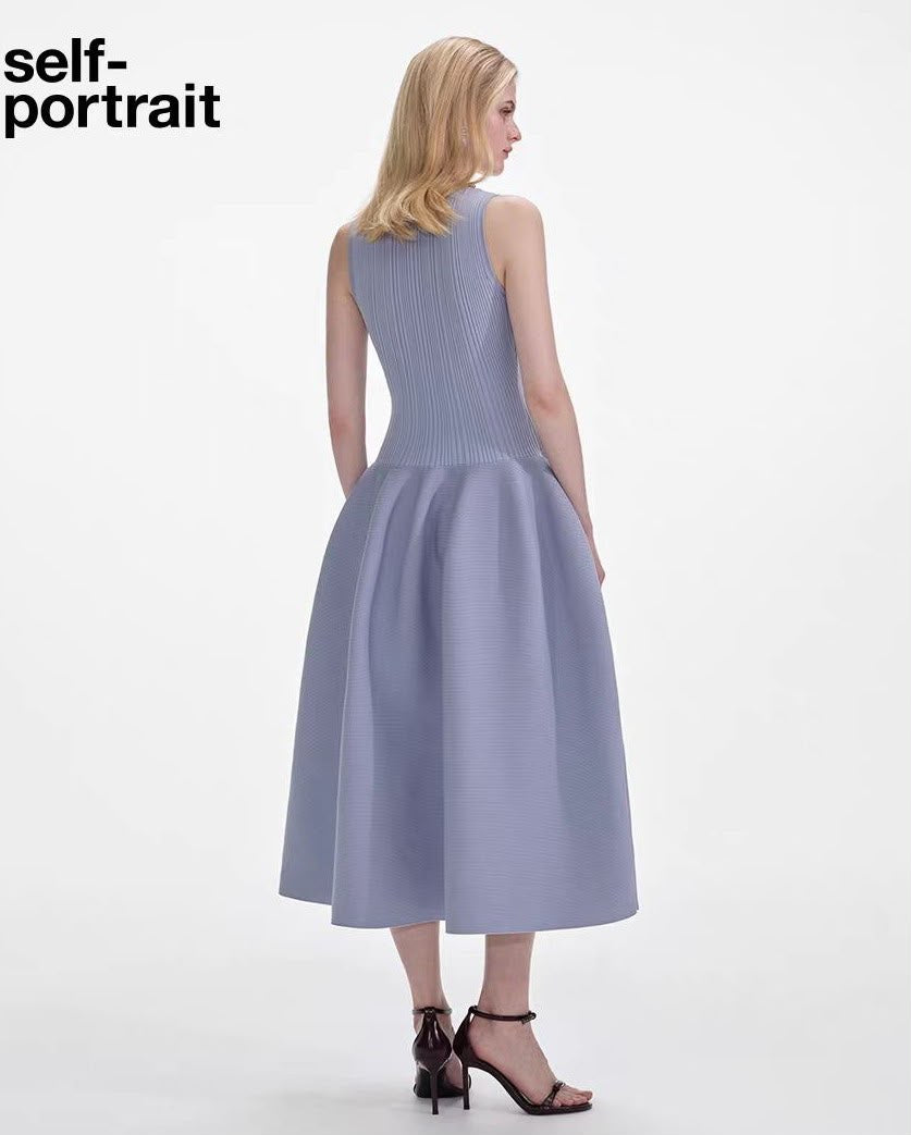 Self-Portrait Crystal-Embellished Ribbed Knit Midi Dress