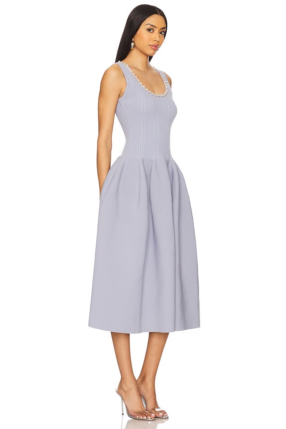 Self-Portrait Crystal-Embellished Ribbed Knit Midi Dress