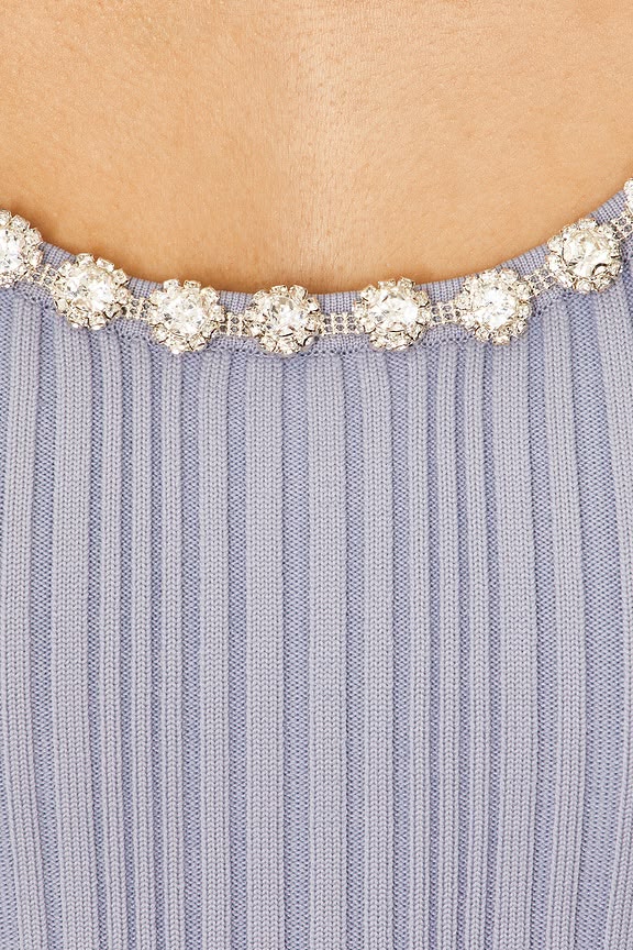 Self-Portrait Crystal-Embellished Ribbed Knit Midi Dress
