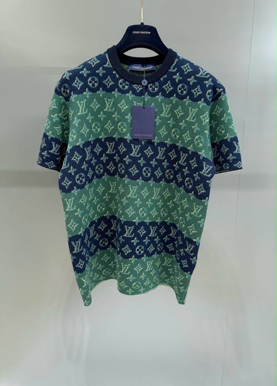 Louis Vuitton Monogram Striped Knit Short-Sleeve Top