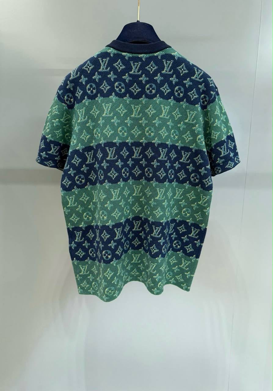 Louis Vuitton Monogram Striped Knit Short-Sleeve Top
