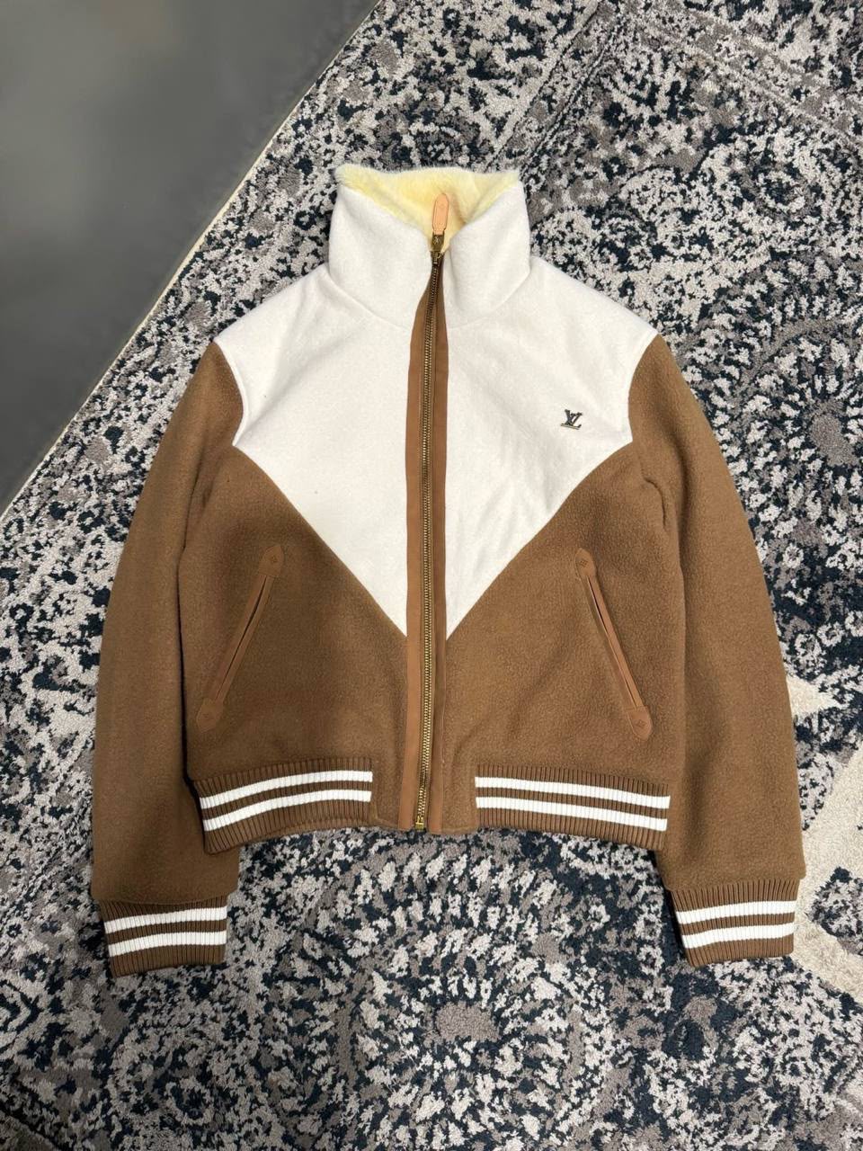 Louis Vuitton Shearling / Fleece Colorblock Bomber Jacket