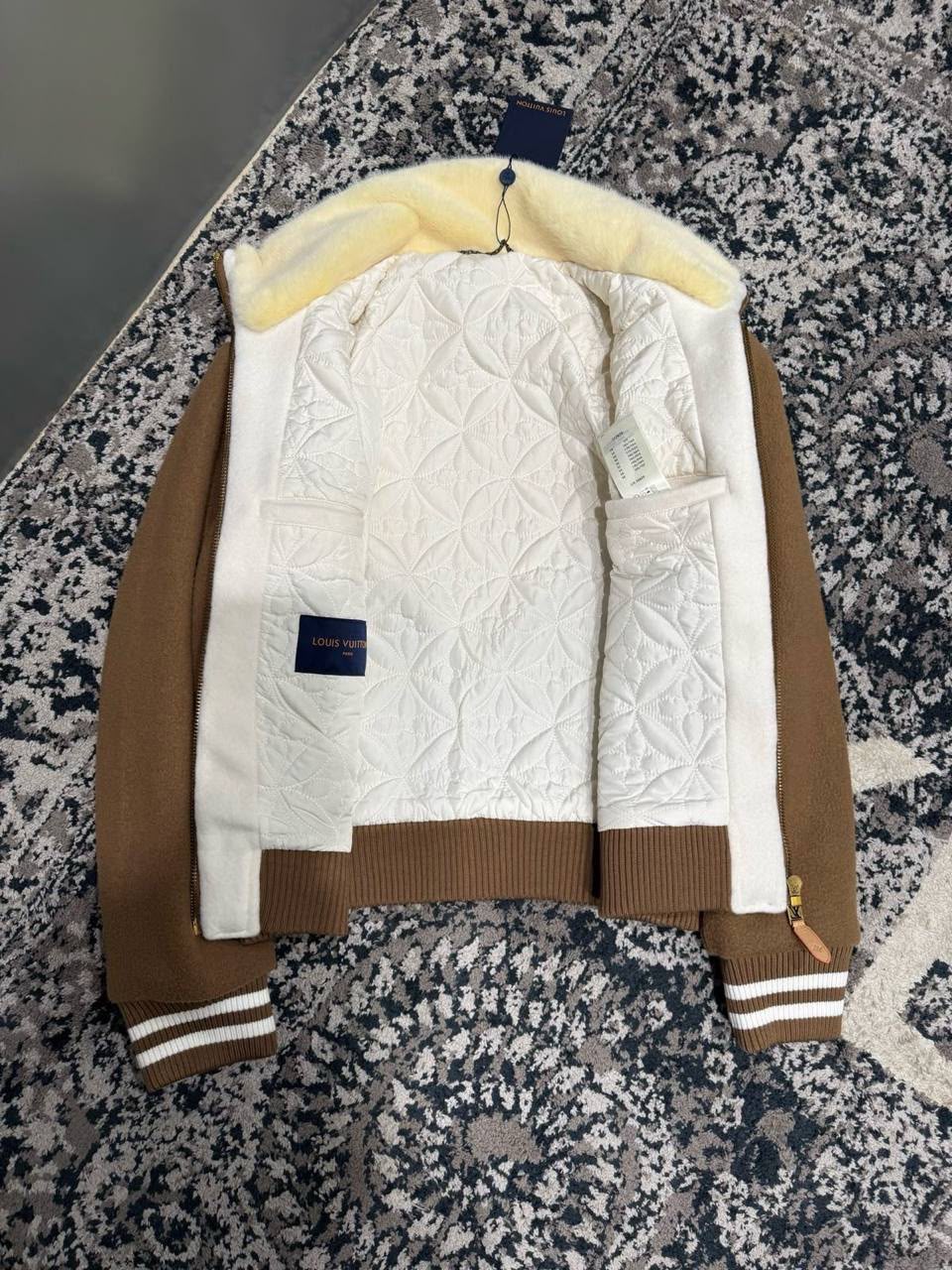 Louis Vuitton Shearling / Fleece Colorblock Bomber Jacket