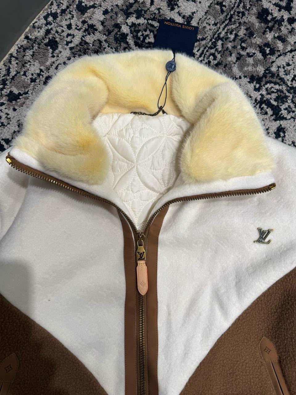 Louis Vuitton Shearling / Fleece Colorblock Bomber Jacket